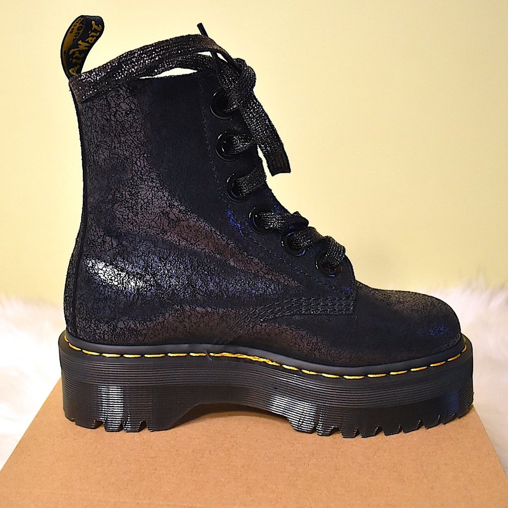 Dr. Martens | Molly Iridescent Crackle Black Boots - Picture 4 of 13